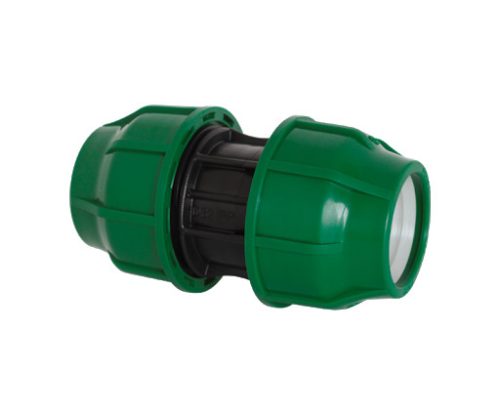 Mufa compresiune egal 20mm PN10, Mufa compresiune egal, Mufa compresiune egal 20 mm PN10, mufa compresiune egala, fitinguri verde, fitinguri irritec, fitinguri mufa egala, fitinguri apa
